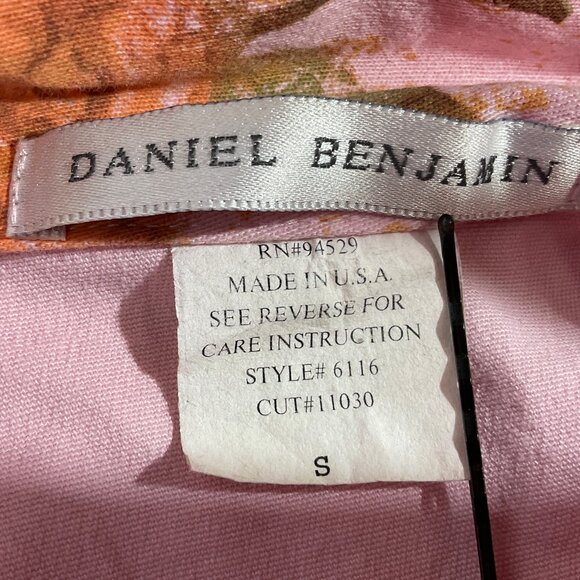 Pink Printed Sz S Button Up Jean Jacket Daniel Benjamin - Picture 6 of 12